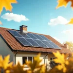 casa con placas solares en el techo